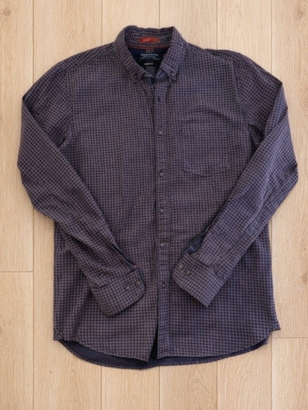 DENIM AND FLOWER Slim Fit Purple Men's Patterned Button-Down Shirt Size Medium